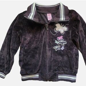 Copper Key Girls Velvet Jacket with Butterfly Applique Design